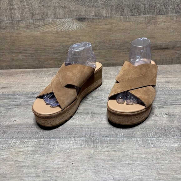 Sorel Cameron Brown Suede Crosstrap Slide Sandal Women's Size 11 - Picture 1 of 7